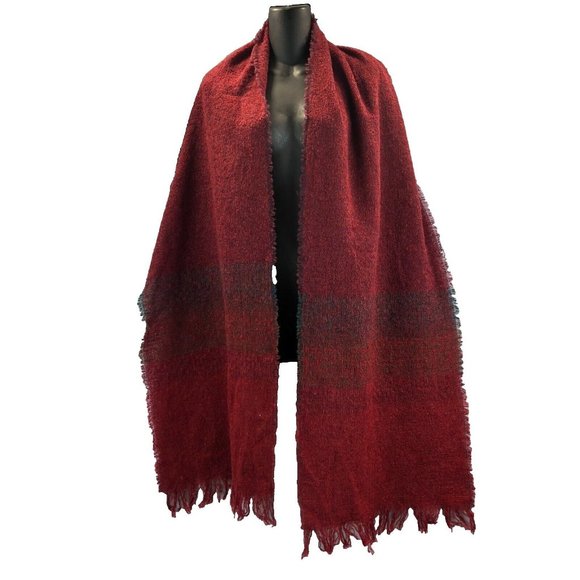 Celtic WoolLen Mills 85% Lambswool Women’s Burgundy & Green Stole Modern Ireland - Picture 1 of 8